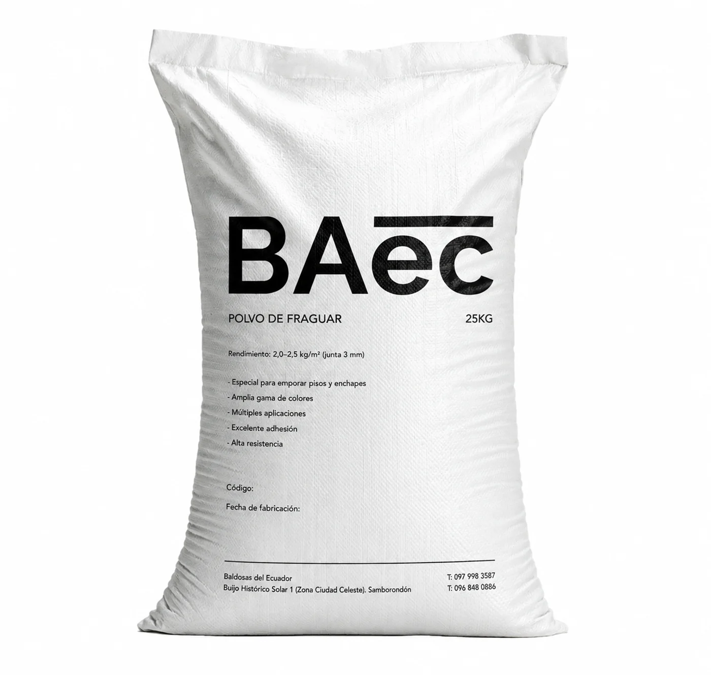 Polvo de fraguar BAEC — saco de 25 kg